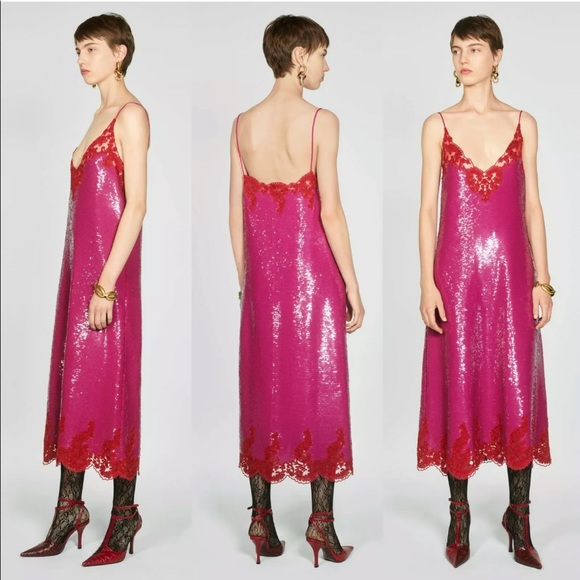 ZARA Barbie PINK SEQUIN DRESS - Picture 3 of 5